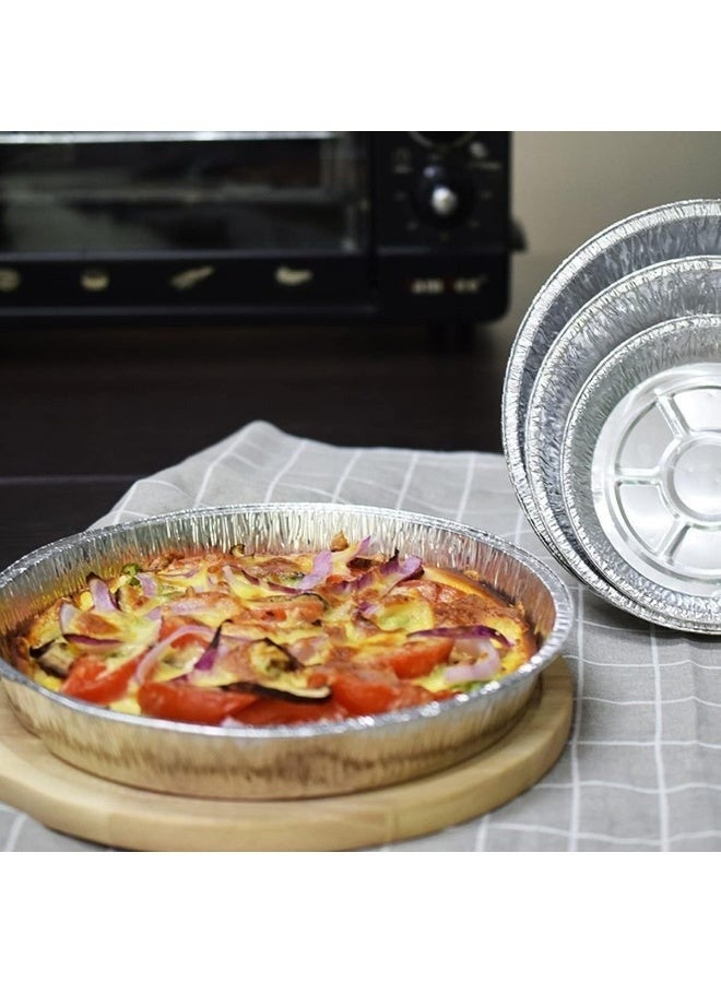 Durable round aluminum trays, 210×175×46 mm - 10-pack, ideal for baking, roasting, grilling, air frying, meal prep, picnics, barbecues, and special occasions. - Image 2